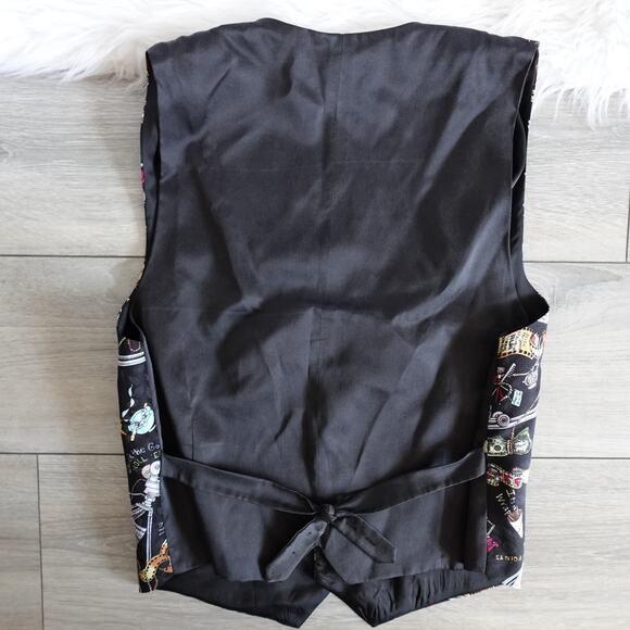 Vintage 90s Nicole Miller Silk Movie Production Actor Actress TV Film Theme Vest - Picture 2 of 16